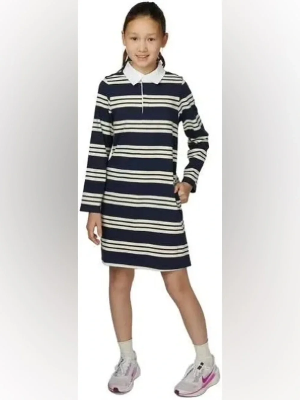 GAP Navy and Cream Striped Polo Tunic Dress